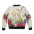 New Zealand Cacatua Galerita Bomber Jacket Aotearoa Cockatoo Tropical Flowers