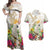 New Zealand Cacatua Galerita Couples Matching Off Shoulder Maxi Dress and Hawaiian Shirt Aotearoa Cockatoo Tropical Flowers