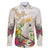 New Zealand Cacatua Galerita Family Matching Off The Shoulder Long Sleeve Dress and Hawaiian Shirt Aotearoa Cockatoo Tropical Flowers