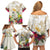 New Zealand Cacatua Galerita Family Matching Off Shoulder Short Dress and Hawaiian Shirt Aotearoa Cockatoo Tropical Flowers