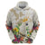 New Zealand Cacatua Galerita Hoodie Aotearoa Cockatoo Tropical Flowers