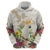 New Zealand Cacatua Galerita Hoodie Aotearoa Cockatoo Tropical Flowers