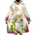 New Zealand Cacatua Galerita Wearable Blanket Hoodie Aotearoa Cockatoo Tropical Flowers