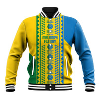Malampa Fiji Day Baseball Jacket 10 October Together We Grow Tapa Motifs LT14 Unisex Yellow - Polynesian Pride