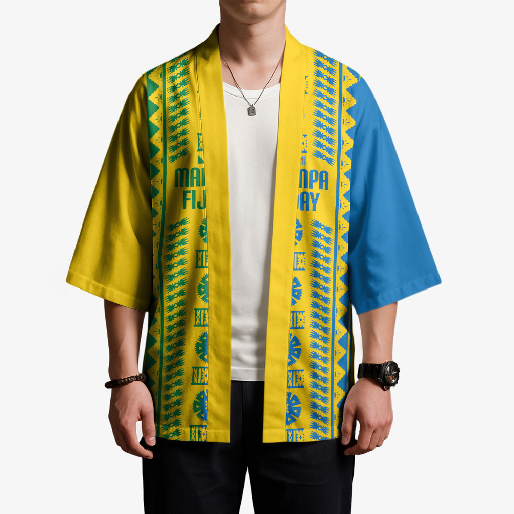 Malampa Fiji Day Kimono 10 October Together We Grow Tapa Motifs LT14 - Polynesian Pride