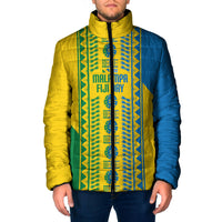 Malampa Fiji Day Padded Jacket 10 October Together We Grow Tapa Motifs LT14 Men Yellow - Polynesian Pride