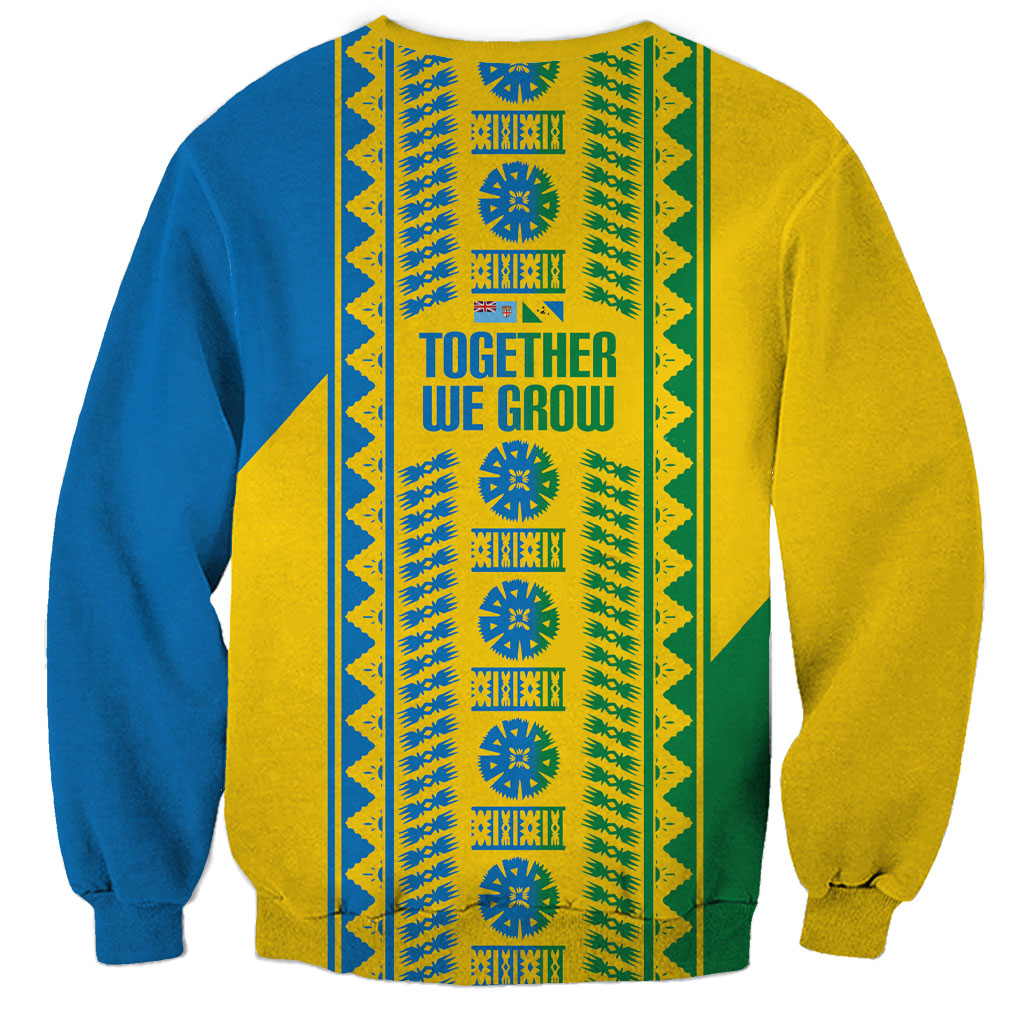 Malampa Fiji Day Sweatshirt 10 October Together We Grow Tapa Motifs LT14 - Polynesian Pride