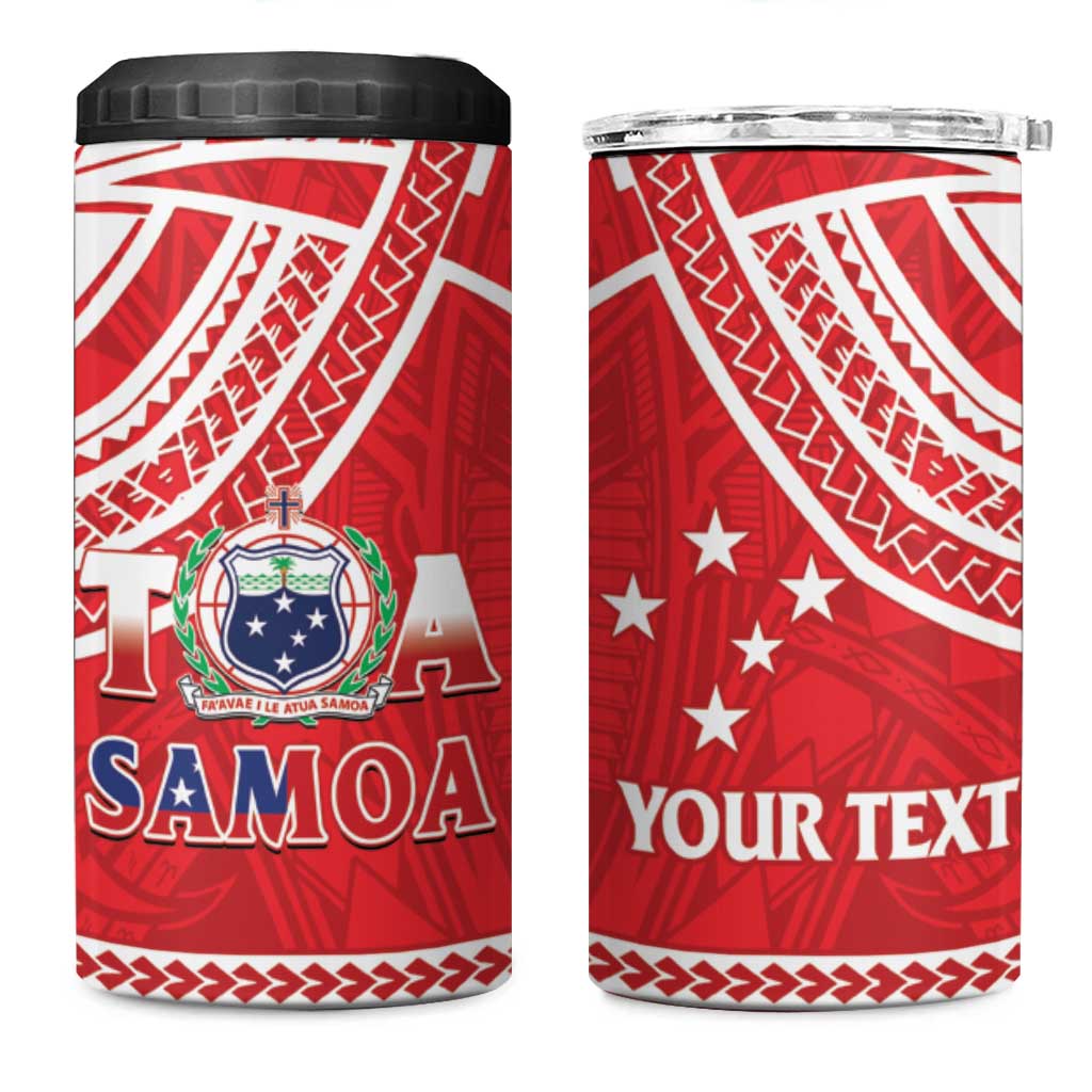 Samoa Rugby Custom 4 in 1 Can Cooler Tumbler Toa Samoa Pacific Sporty Red LT14 One Size: 16 oz Red - Polynesian Pride