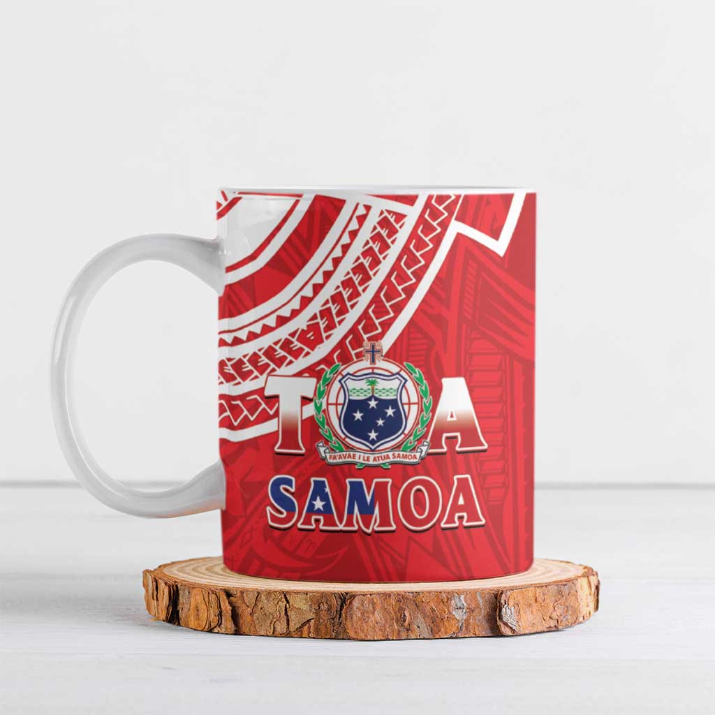 Samoa Rugby Custom Ceramic Mug Toa Samoa Pacific Sporty Red LT14 Red - Polynesian Pride