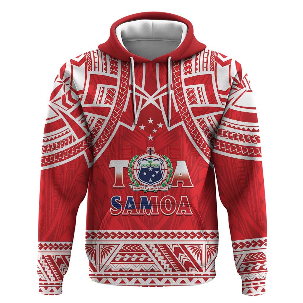 Samoa Rugby Custom Hoodie Toa Samoa Pacific Sporty Red LT14 Pullover Hoodie Red - Polynesian Pride
