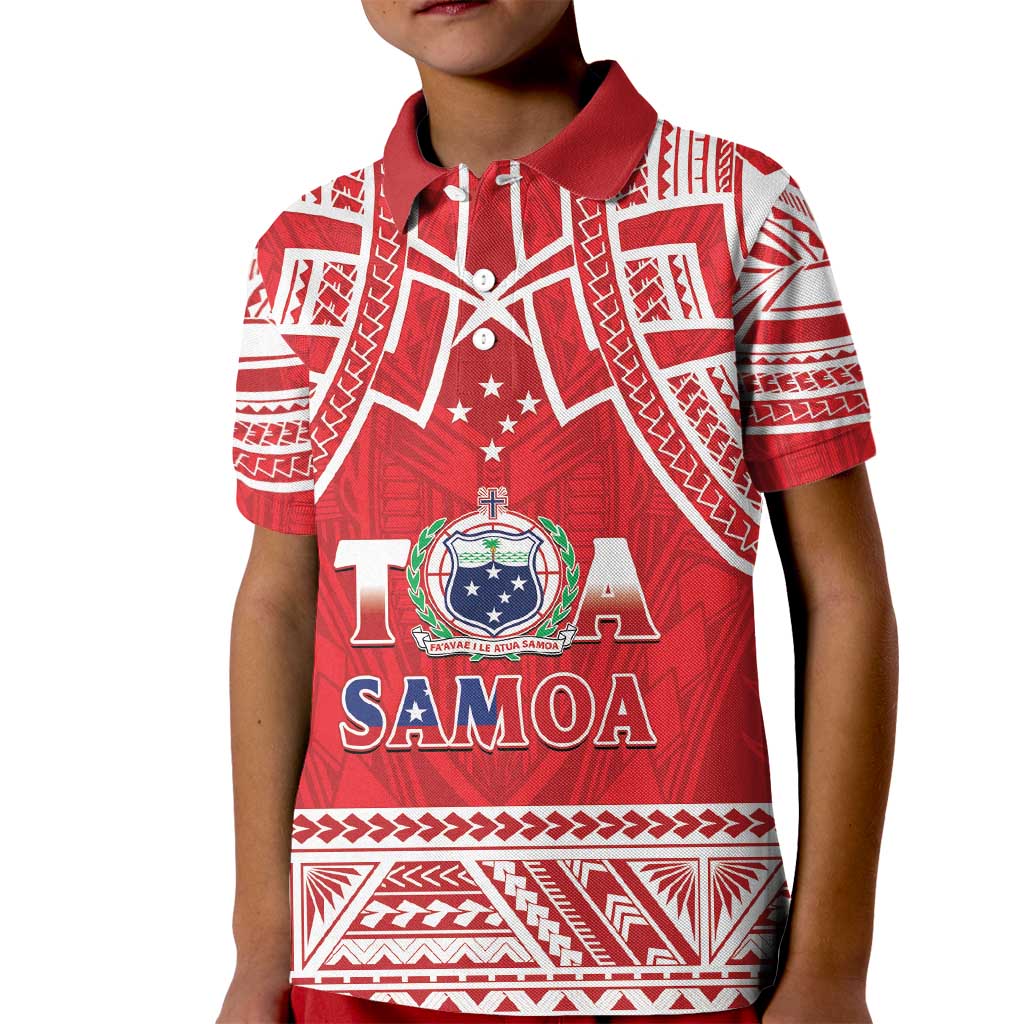 Samoa Rugby Custom Kid Polo Shirt Toa Samoa Pacific Sporty Red LT14 Kid Red - Polynesian Pride