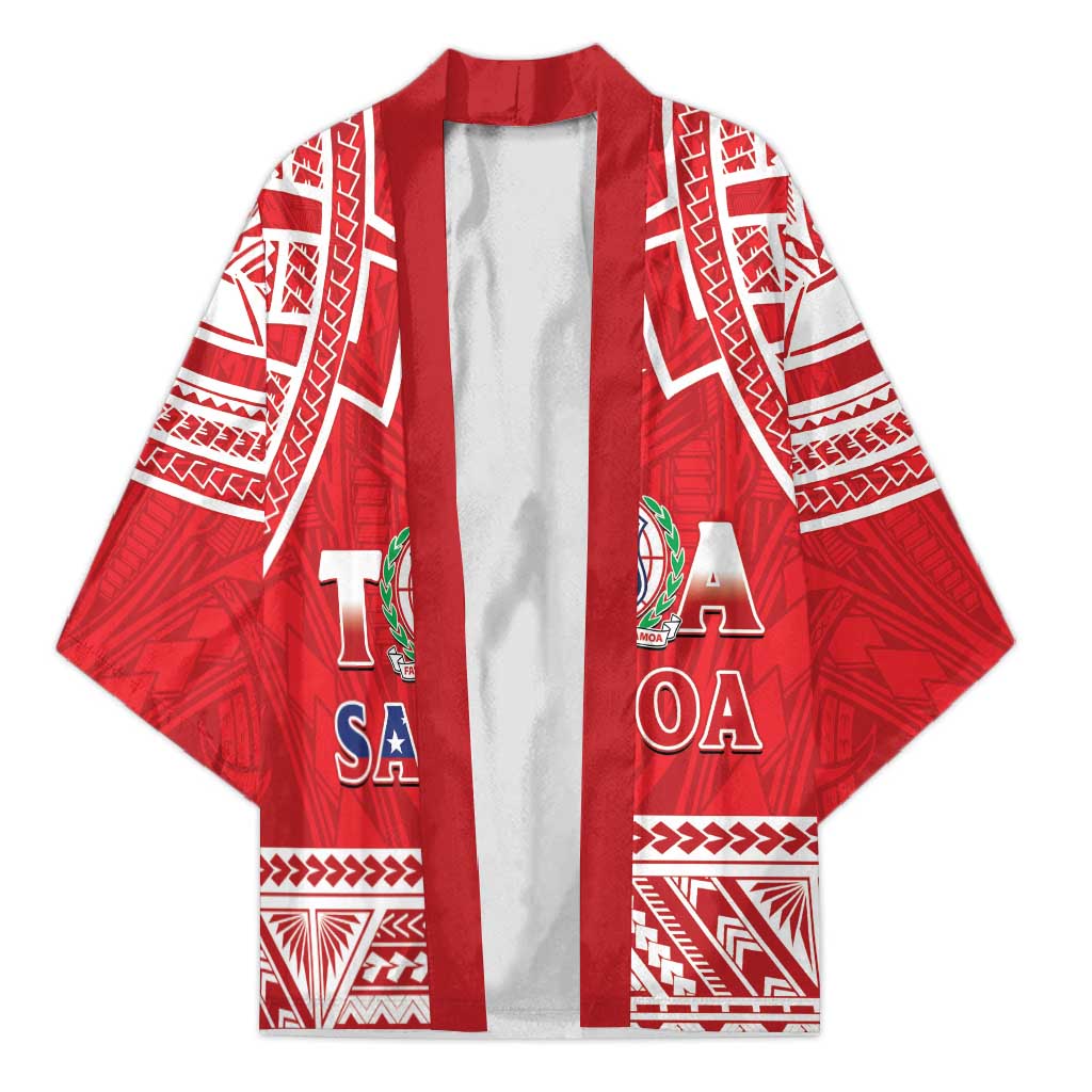 Samoa Rugby Custom Kimono Toa Samoa Pacific Sporty Red LT14 Unisex Red - Polynesian Pride
