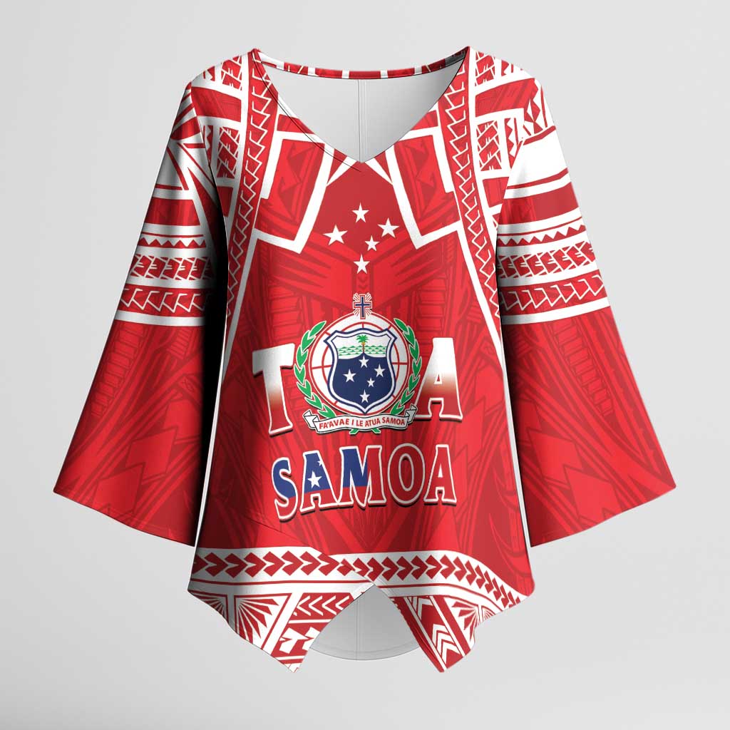 Samoa Rugby Custom Kimono Sleeve Blouse Toa Samoa Pacific Sporty Red LT14 Female Red - Polynesian Pride