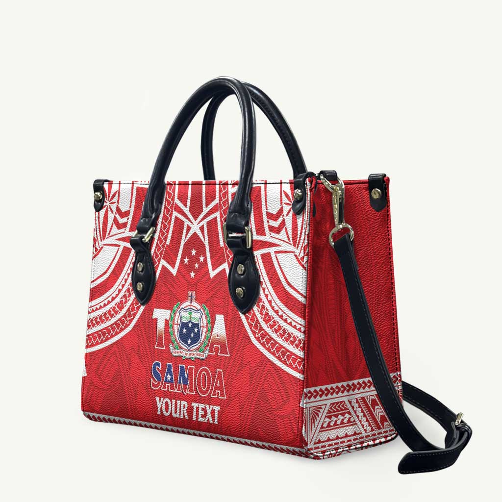 Samoa Rugby Custom Leather Bag Toa Samoa Pacific Sporty Red LT14 Red - Polynesian Pride