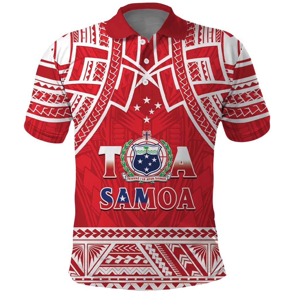 Samoa Rugby Custom Polo Shirt Toa Samoa Pacific Sporty Red LT14 Red - Polynesian Pride