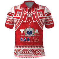 Samoa Rugby Custom Polo Shirt Toa Samoa Pacific Sporty Red LT14 Red - Polynesian Pride