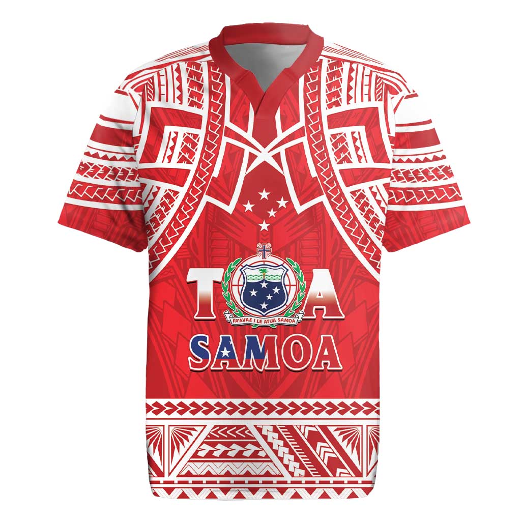 Samoa Rugby Custom Rugby Jersey Toa Samoa Pacific Sporty Red LT14 Red - Polynesian Pride