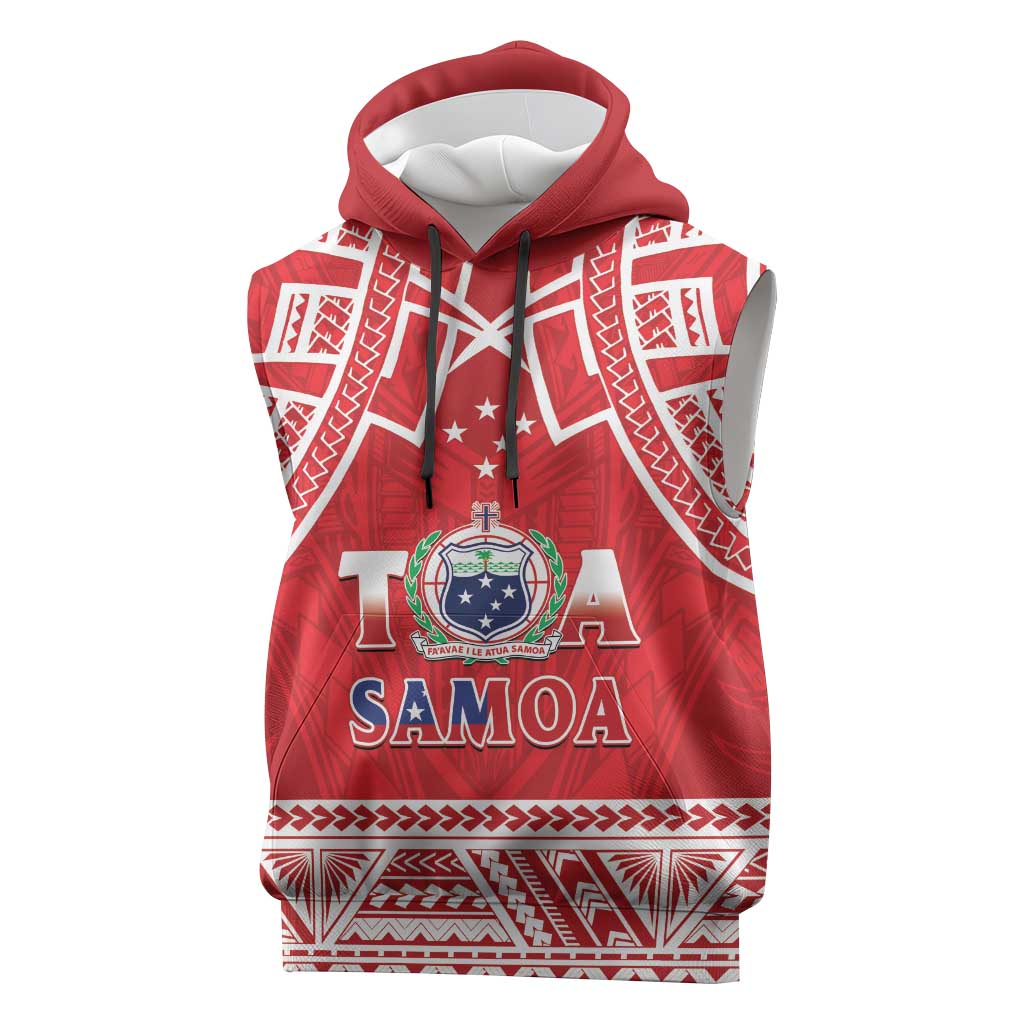 Samoa Rugby Custom Sleeveless Hoodie Toa Samoa Pacific Sporty Red LT14 Red - Polynesian Pride