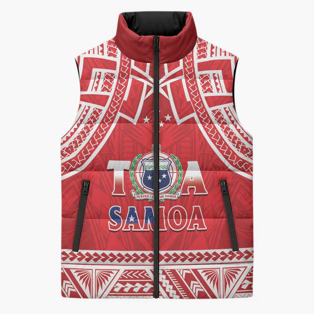 Samoa Rugby Custom Sleeveless Puffer Jacket Toa Samoa Pacific Sporty Red LT14 Unisex Red - Polynesian Pride