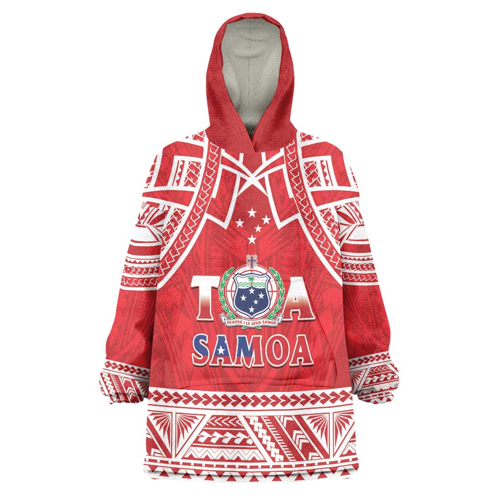 Samoa Rugby Custom Wearable Blanket Hoodie Toa Samoa Pacific Sporty Red LT14 One Size Red - Polynesian Pride