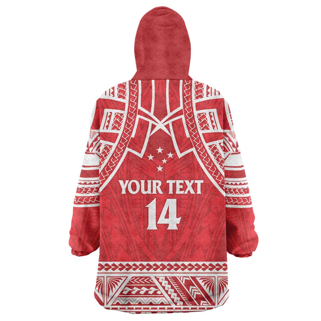 Samoa Rugby Custom Wearable Blanket Hoodie Toa Samoa Pacific Sporty Red LT14 - Polynesian Pride
