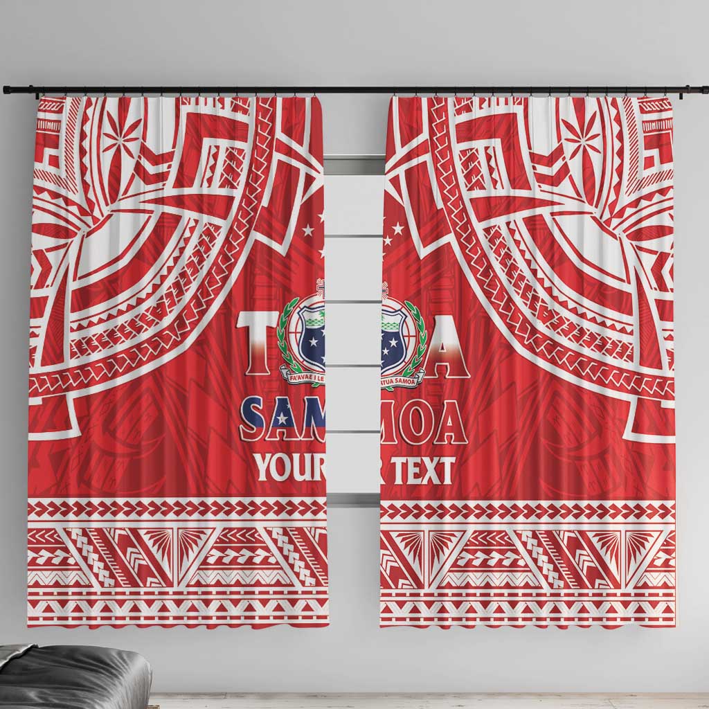 Samoa Rugby Custom Window Curtain Toa Samoa Pacific Sporty Red LT14 With Hooks Red - Polynesian Pride