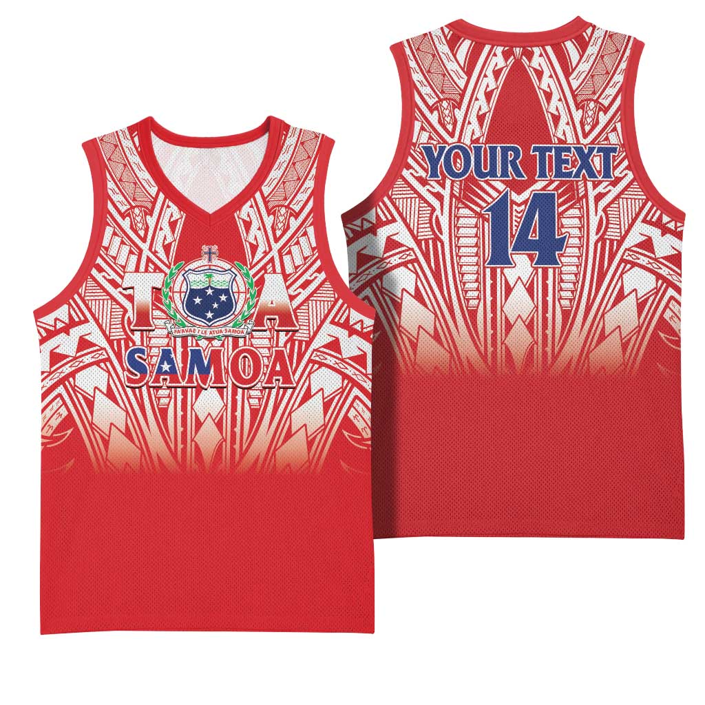 Toa Samoa Rugby Custom Basketball Jersey Samoa mo Samoa Polynesian Pacific Red LT14 - Polynesian Pride