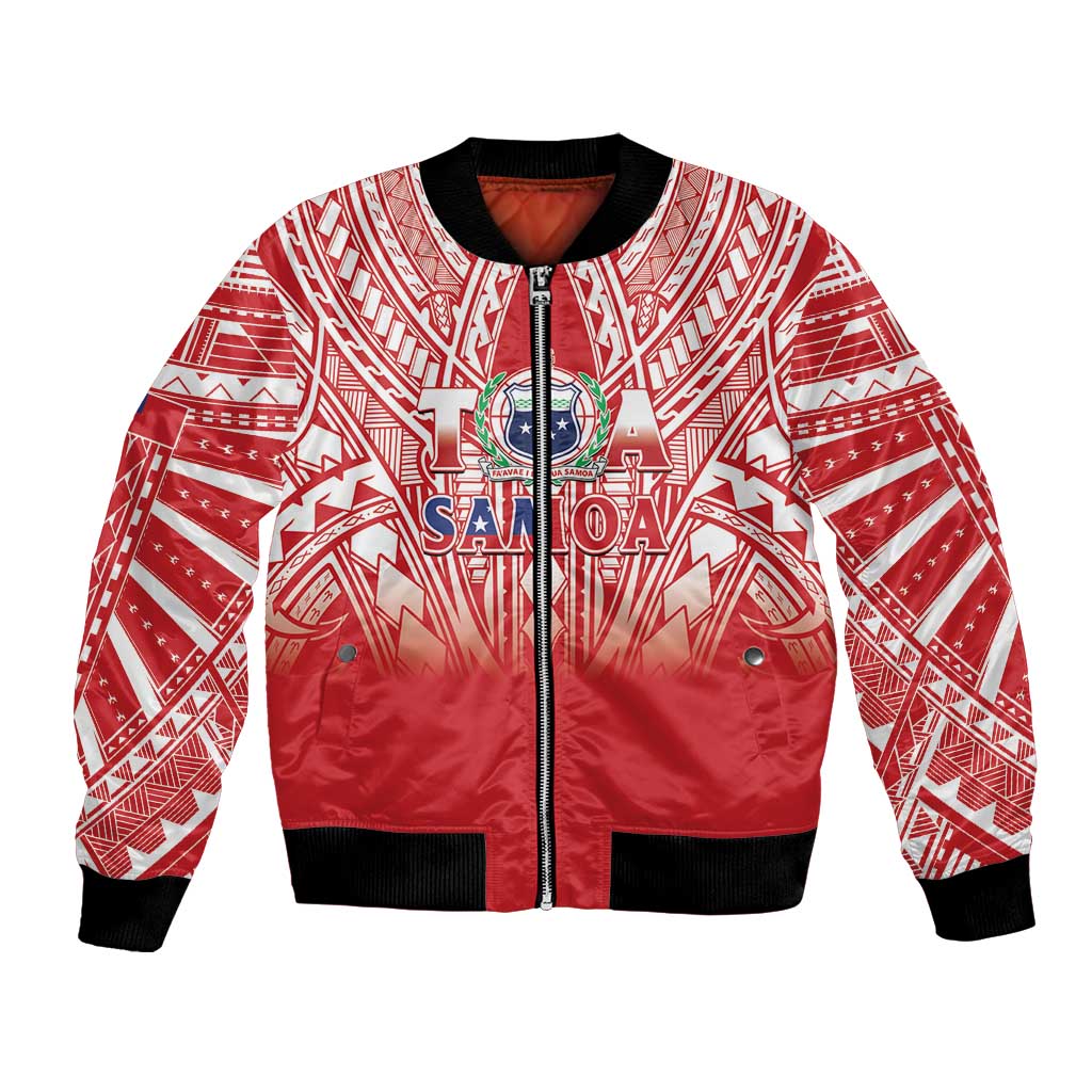 Toa Samoa Rugby Custom Bomber Jacket Samoa mo Samoa Polynesian Pacific Red LT14 Unisex Red - Polynesian Pride