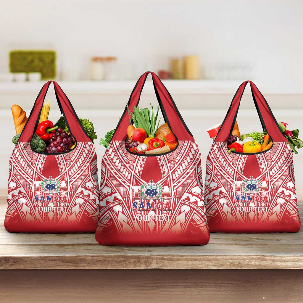 Toa Samoa Rugby Custom Grocery Bag Samoa mo Samoa Polynesian Pacific Red LT14 3-pack One Size Red - Polynesian Pride