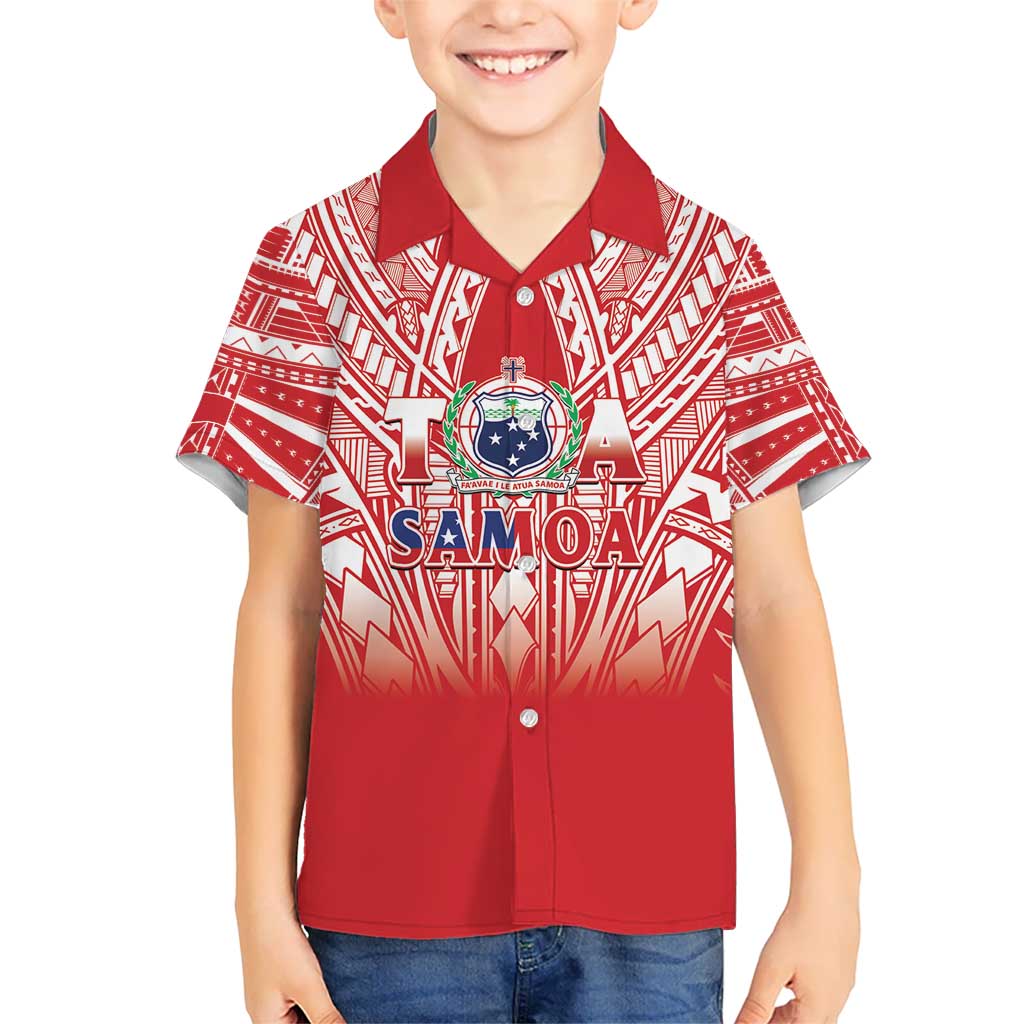 Toa Samoa Rugby Custom Kid Hawaiian Shirt Samoa mo Samoa Polynesian Pacific Red LT14 Kid Red - Polynesian Pride