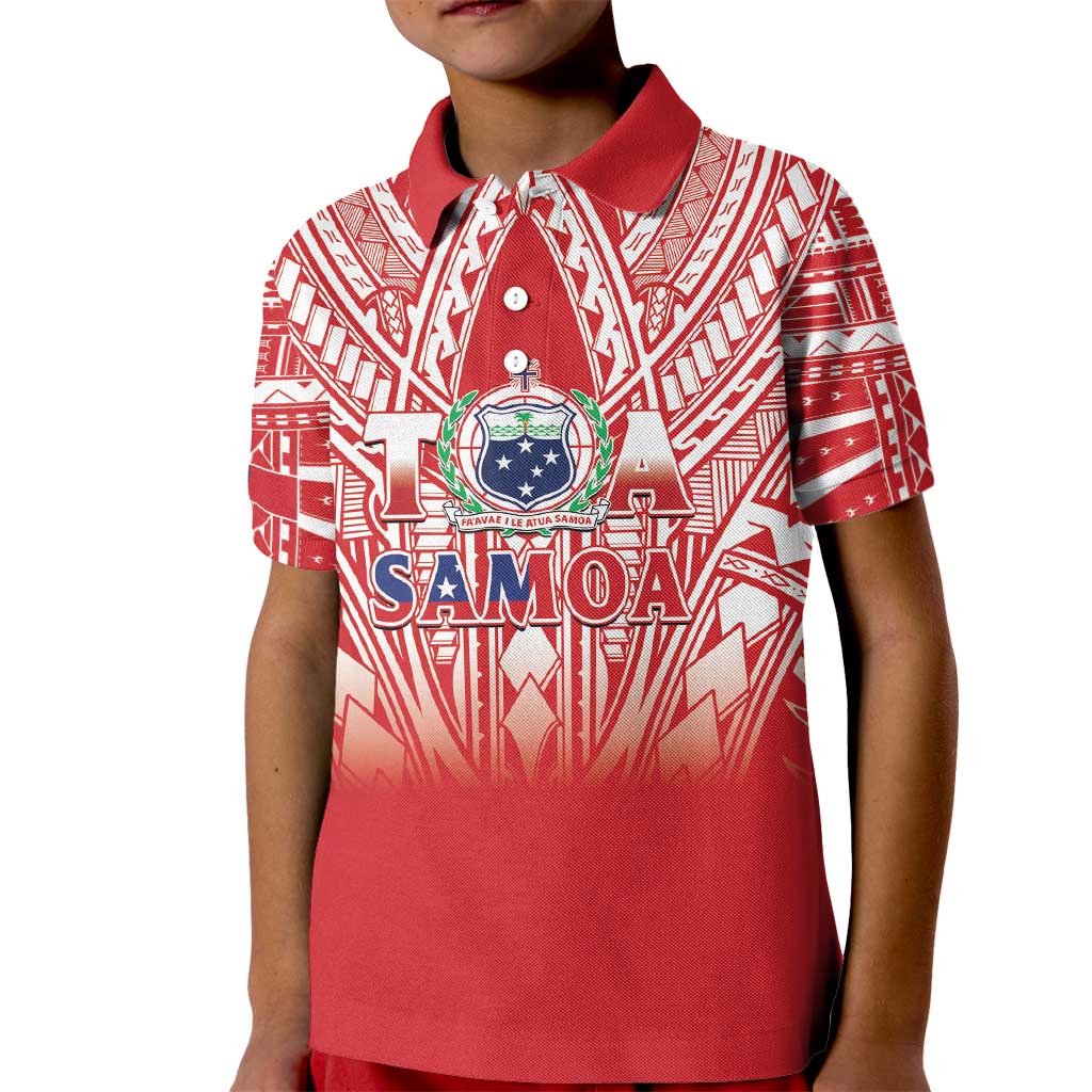 Toa Samoa Rugby Custom Kid Polo Shirt Samoa mo Samoa Polynesian Pacific Red LT14 Kid Red - Polynesian Pride