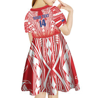 Toa Samoa Rugby Custom Kid Short Sleeve Dress Samoa mo Samoa Polynesian Pacific Red LT14 - Polynesian Pride