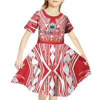 Toa Samoa Rugby Custom Kid Short Sleeve Dress Samoa mo Samoa Polynesian Pacific Red LT14 - Polynesian Pride