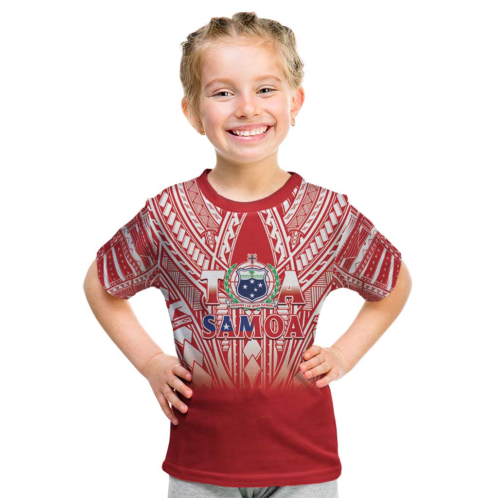 Toa Samoa Rugby Custom Kid T Shirt Samoa mo Samoa Polynesian Pacific Red LT14 Red - Polynesian Pride
