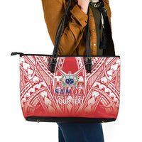 Toa Samoa Rugby Custom Leather Tote Bag Samoa mo Samoa Polynesian Pacific Red LT14 - Polynesian Pride
