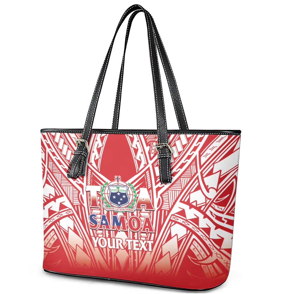 Toa Samoa Rugby Custom Leather Tote Bag Samoa mo Samoa Polynesian Pacific Red LT14 - Polynesian Pride