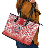 Toa Samoa Rugby Custom Leather Tote Bag Samoa mo Samoa Polynesian Pacific Red LT14 - Polynesian Pride