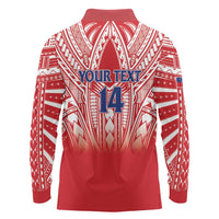 Toa Samoa Rugby Custom Long Sleeve Polo Shirt Samoa mo Samoa Polynesian Pacific Red LT14 - Polynesian Pride