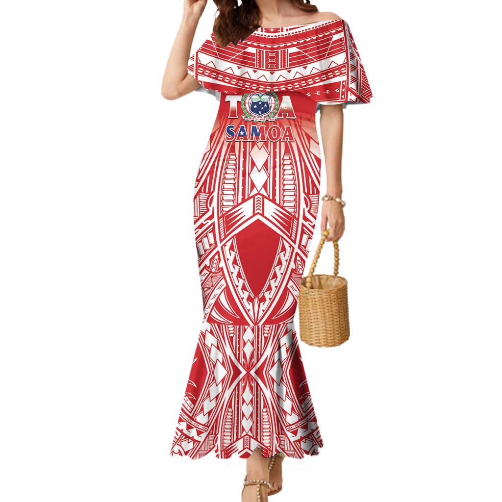Toa Samoa Rugby Custom Mermaid Dress Samoa mo Samoa Polynesian Pacific Red LT14 Women Red - Polynesian Pride