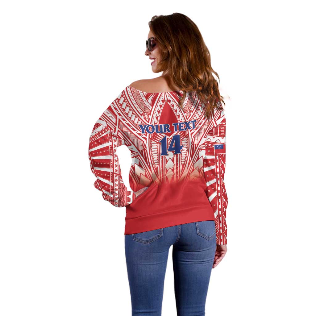 Toa Samoa Rugby Custom Off Shoulder Sweater Samoa mo Samoa Polynesian Pacific Red LT14 - Polynesian Pride