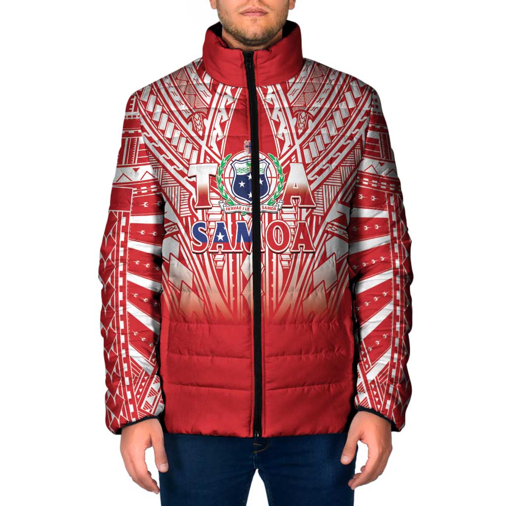 Toa Samoa Rugby Custom Padded Jacket Samoa mo Samoa Polynesian Pacific Red LT14 Men Red - Polynesian Pride