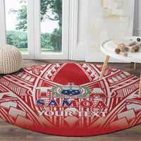 Toa Samoa Rugby Custom Round Carpet Samoa mo Samoa Polynesian Pacific Red LT14 - Polynesian Pride