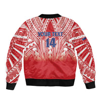 Toa Samoa Rugby Custom Sleeve Zip Bomber Jacket Samoa mo Samoa Polynesian Pacific Red LT14 - Polynesian Pride