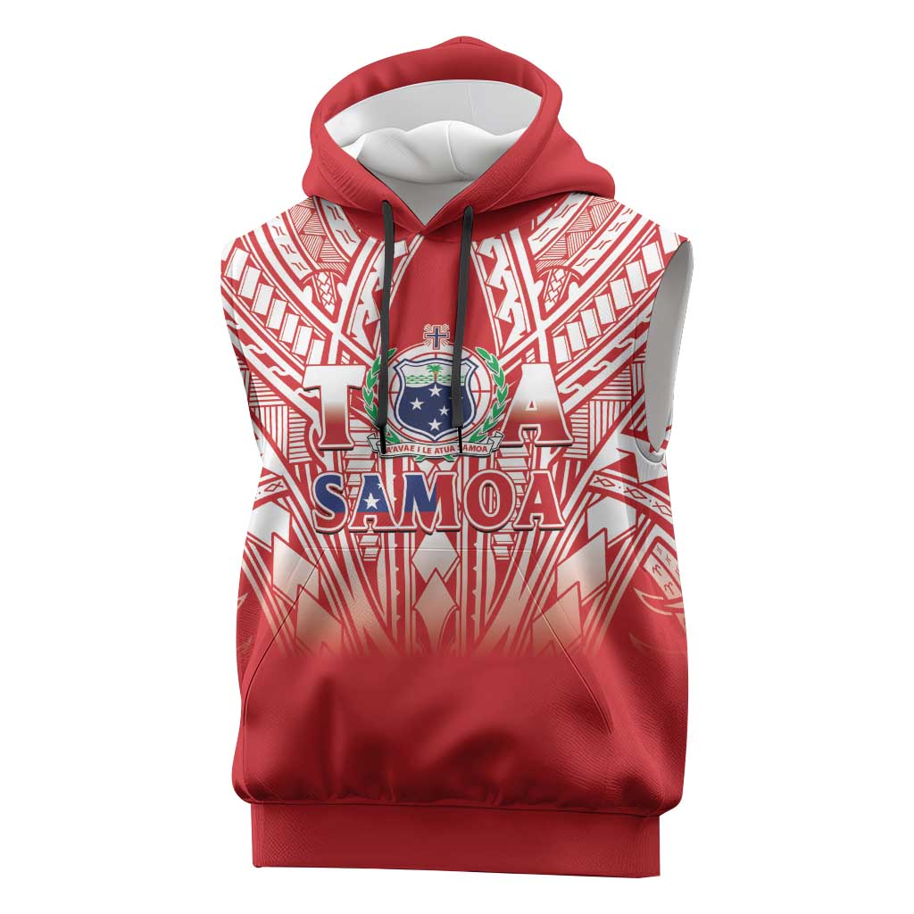 Toa Samoa Rugby Custom Sleeveless Hoodie Samoa mo Samoa Polynesian Pacific Red LT14 Red - Polynesian Pride