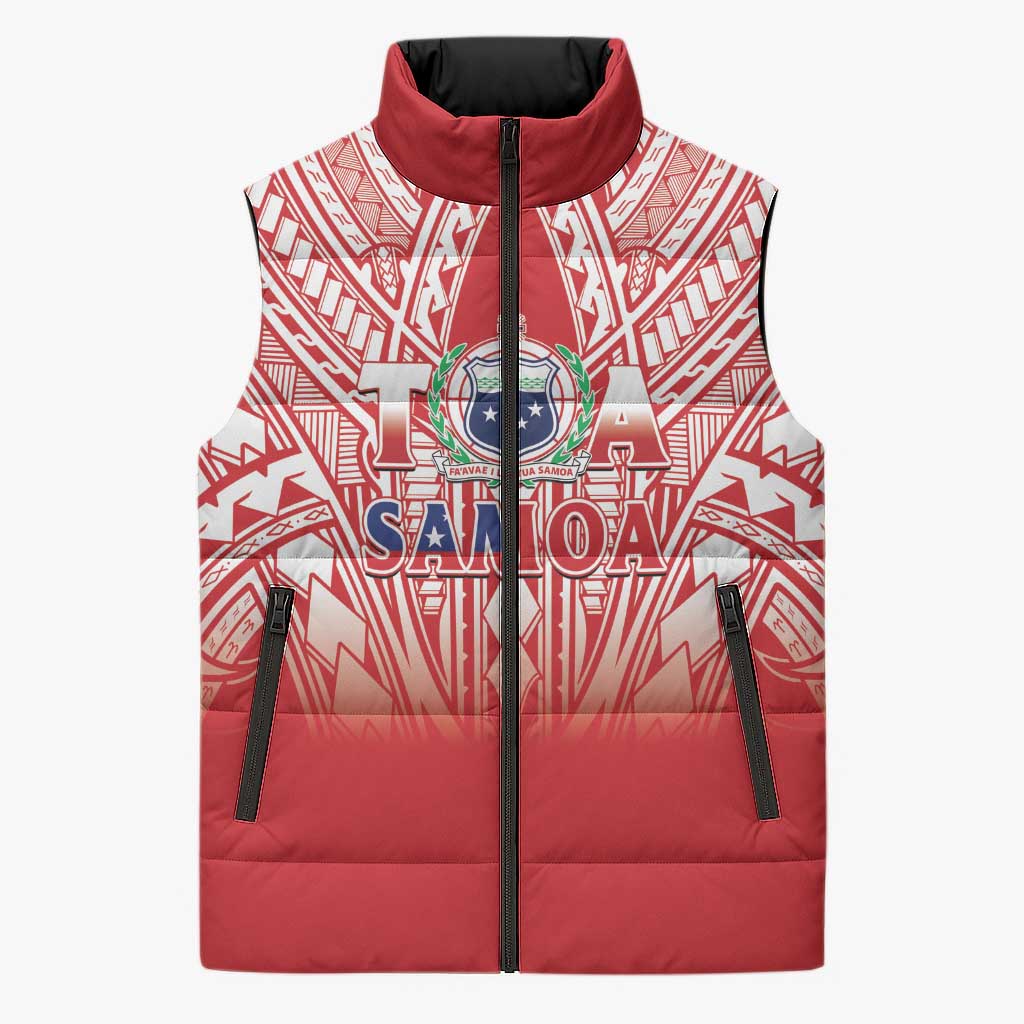 Toa Samoa Rugby Custom Sleeveless Puffer Jacket Samoa mo Samoa Polynesian Pacific Red LT14 Unisex Red - Polynesian Pride