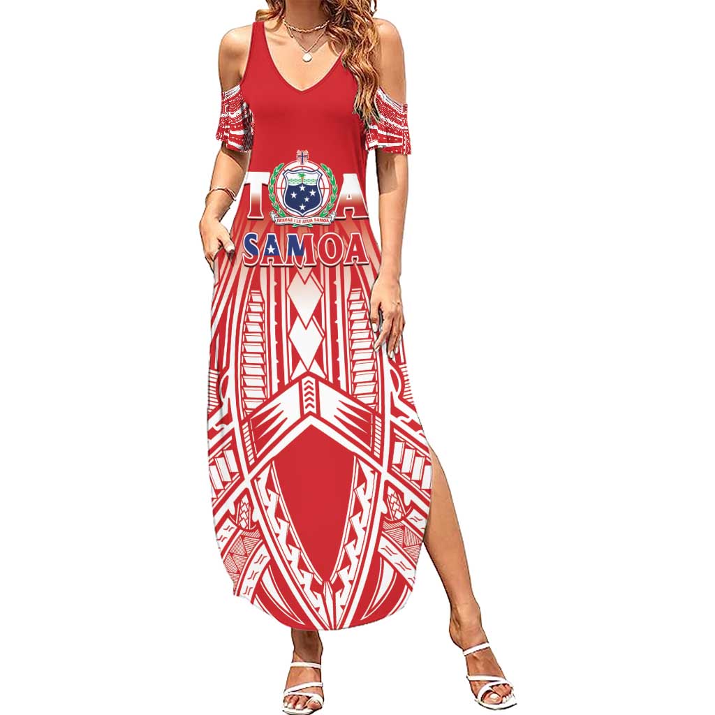 Toa Samoa Rugby Custom Summer Maxi Dress Samoa mo Samoa Polynesian Pacific Red LT14 Women Red - Polynesian Pride