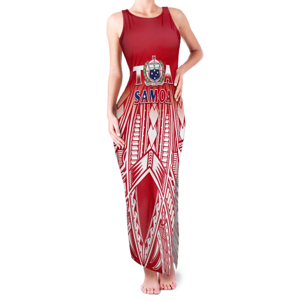 Toa Samoa Rugby Custom Tank Maxi Dress Samoa mo Samoa Polynesian Pacific Red LT14 Women Red - Polynesian Pride