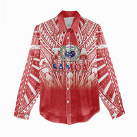 Toa Samoa Rugby Custom Women Casual Shirt Samoa mo Samoa Polynesian Pacific Red LT14 - Polynesian Pride