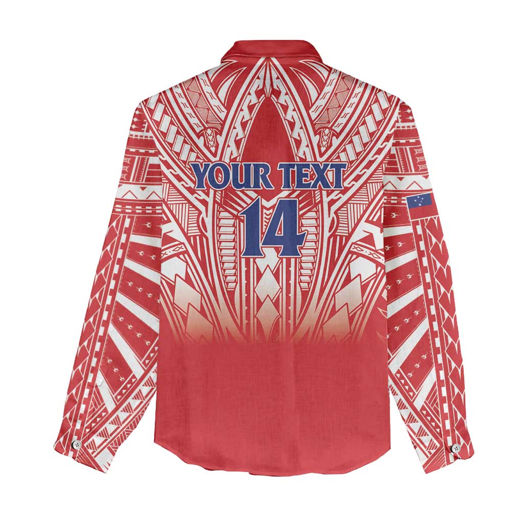 Toa Samoa Rugby Custom Women Casual Shirt Samoa mo Samoa Polynesian Pacific Red LT14 - Polynesian Pride