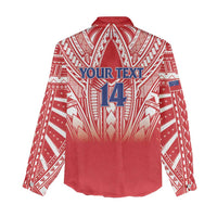 Toa Samoa Rugby Custom Women Casual Shirt Samoa mo Samoa Polynesian Pacific Red LT14 - Polynesian Pride